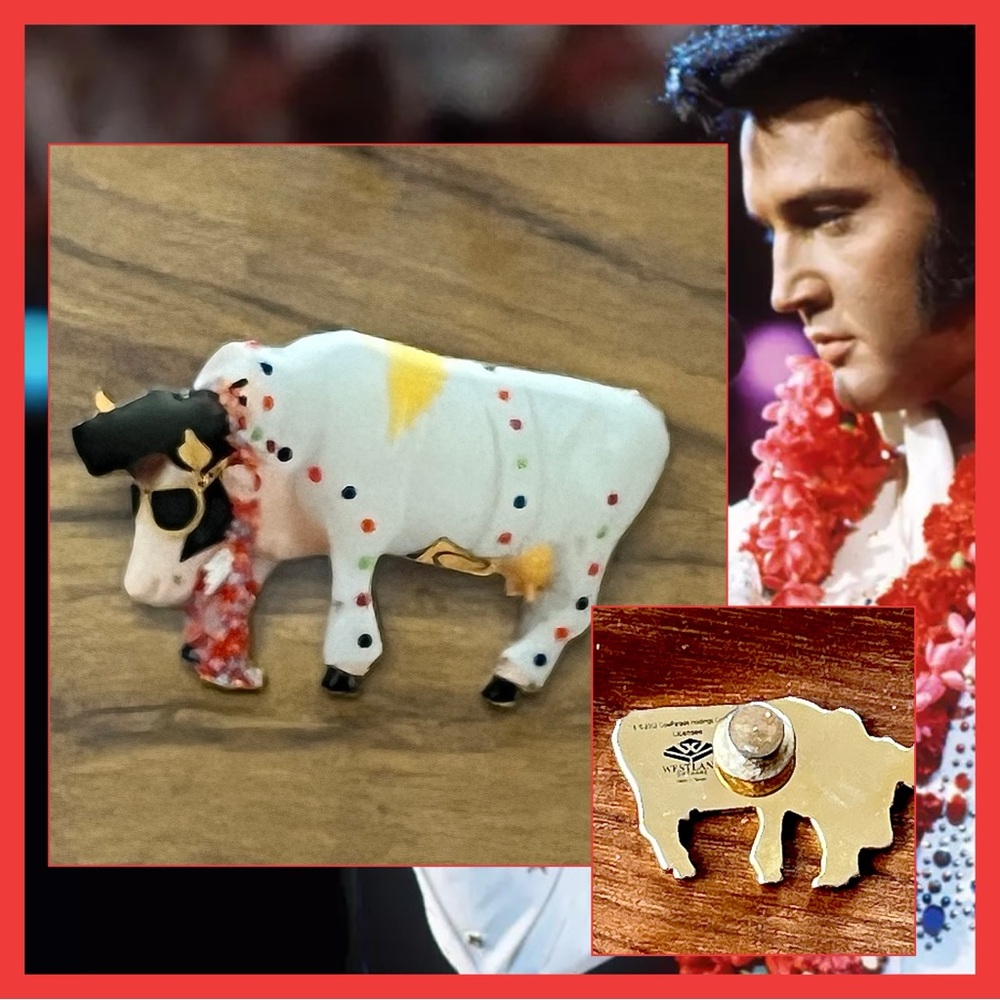"Elvis Cow Parade Souvenir Lapel Hat Pin" Westland Giftware 2002